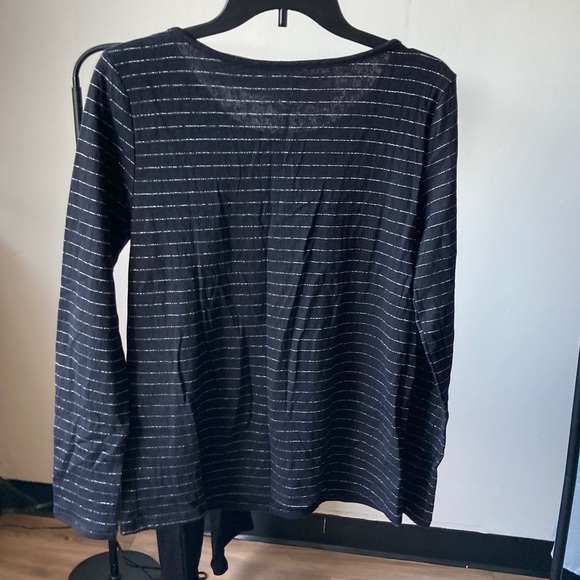 Croft & Barrow 2 piece PJ set metallic stripe top & black pant size S - Picture 14 of 15